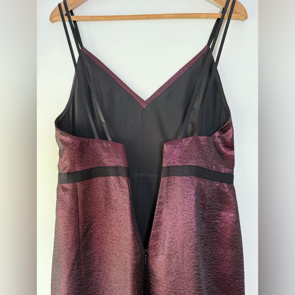 New! CINQ à SEPT 5 à 7 Soleil Metallic Dress in Cherry Spaghetti Straps Size 4 - Picture 9 of 14